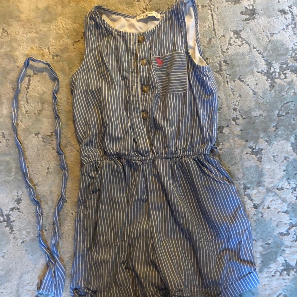 Blue and white striped Abercrombie kids romper
